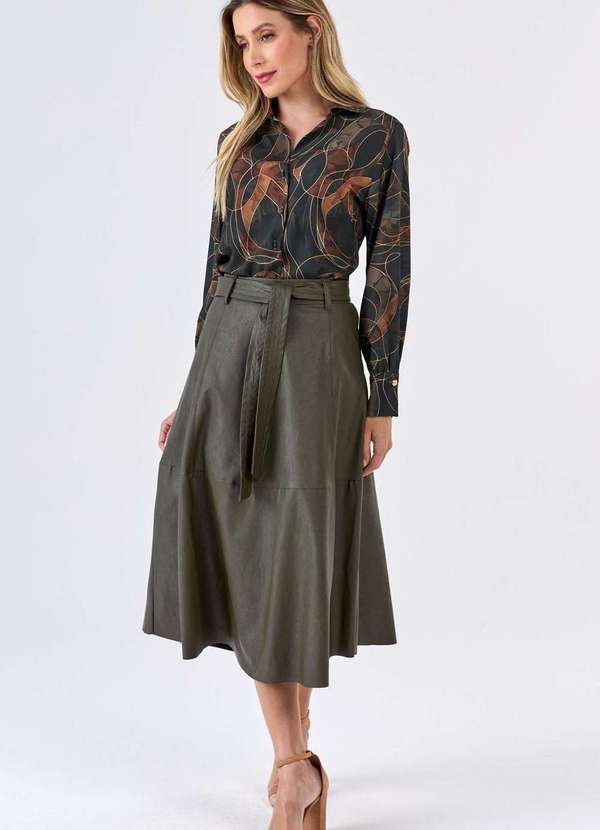 Pks - Saia Midi Evase Pks Verde 5