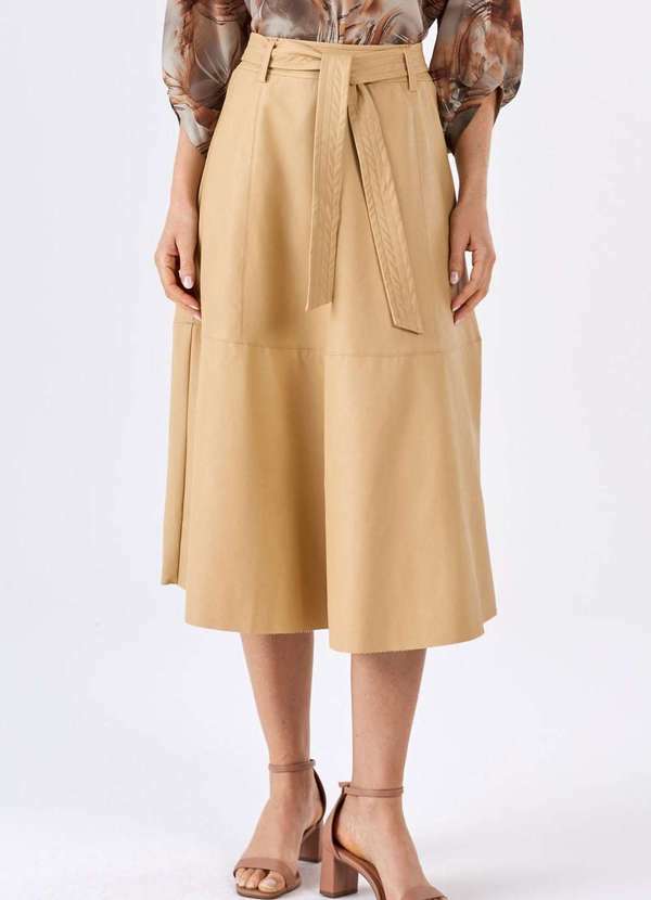 Pks - Saia Midi Evase Pks Bege
