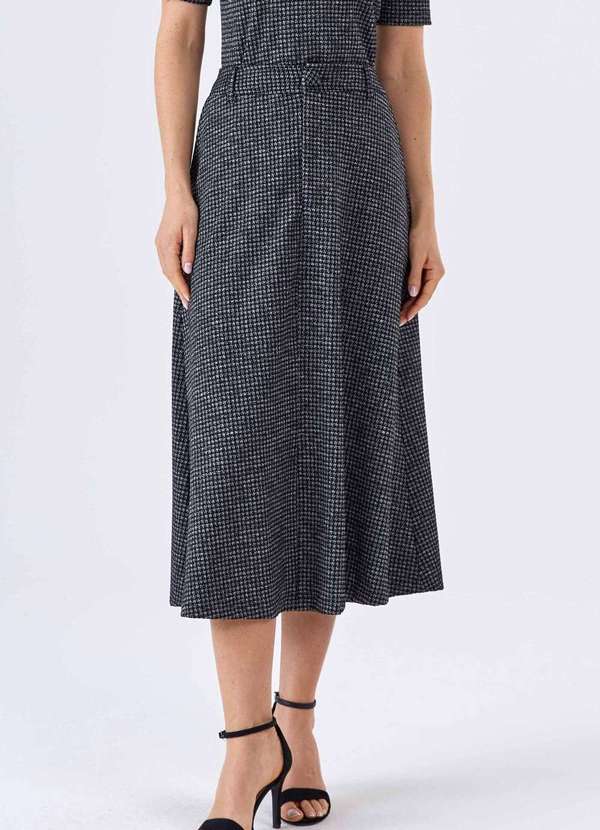 Pks - Saia Midi Evase Pks Preto