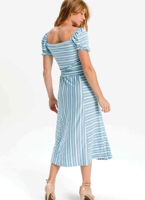 Pks - Saia Midi Listrada Azul 4