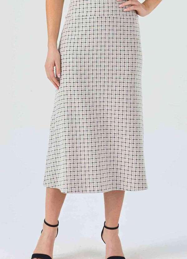 Pks - Saia Midi Pks Alfaiataria Geometrica Branco