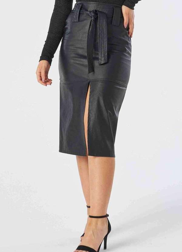 Pks - Saia Midi Pks com Cinto Preto