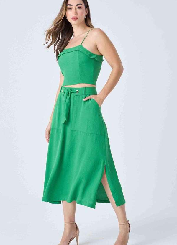 Pks - Saia Midi Pks com Cinto Verde 4