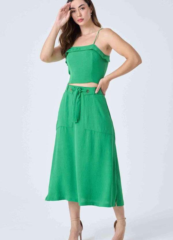 Pks - Saia Midi Pks com Cinto Verde 5