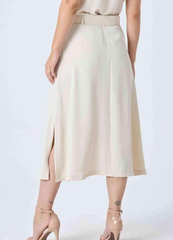 Pks - Saia Midi Pks com Cinto Bege 2