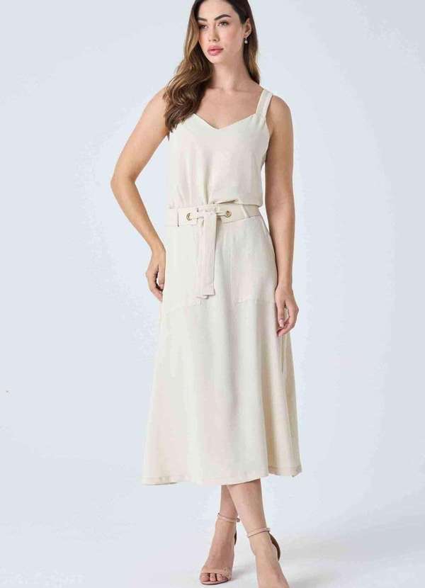 Pks - Saia Midi Pks com Cinto Bege 4