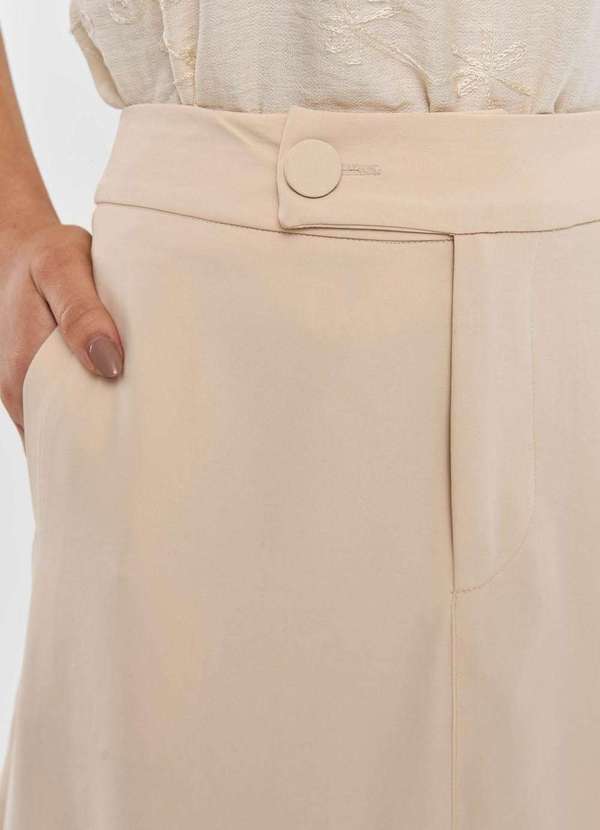 Pks - Saia Midi Pks com Fenda Lateral Bege 3