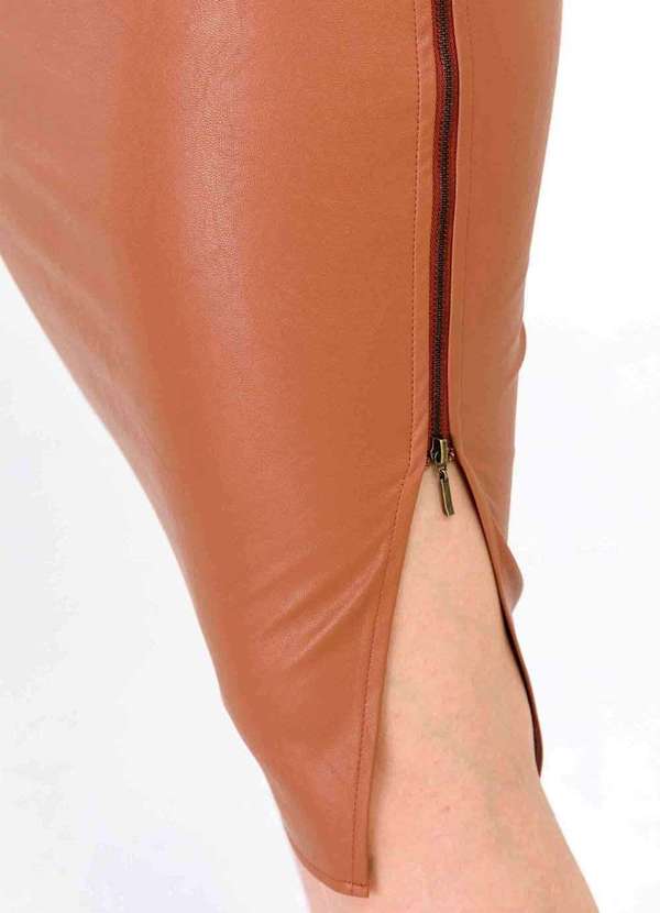 Pks - Saia Midi Pks com Ziper Marrom 4