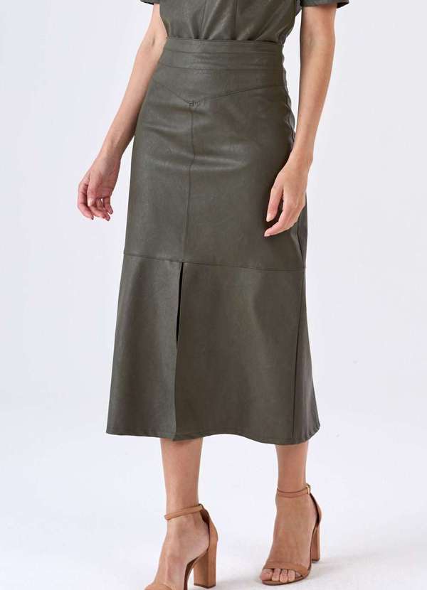 Pks - Saia Midi Pks Fenda Frontal Verde