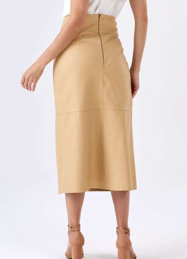 Pks - Saia Midi Pks Fenda Frontal Bege 2