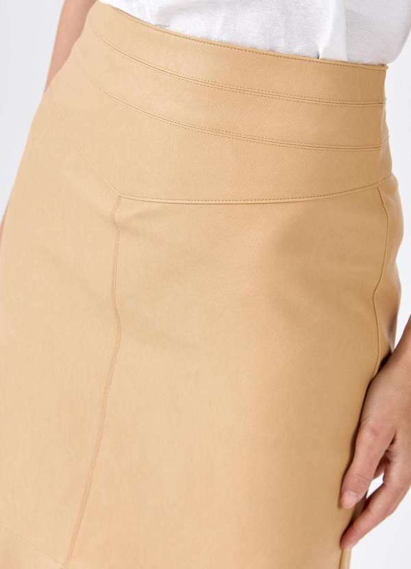 Pks - Saia Midi Pks Fenda Frontal Bege 3