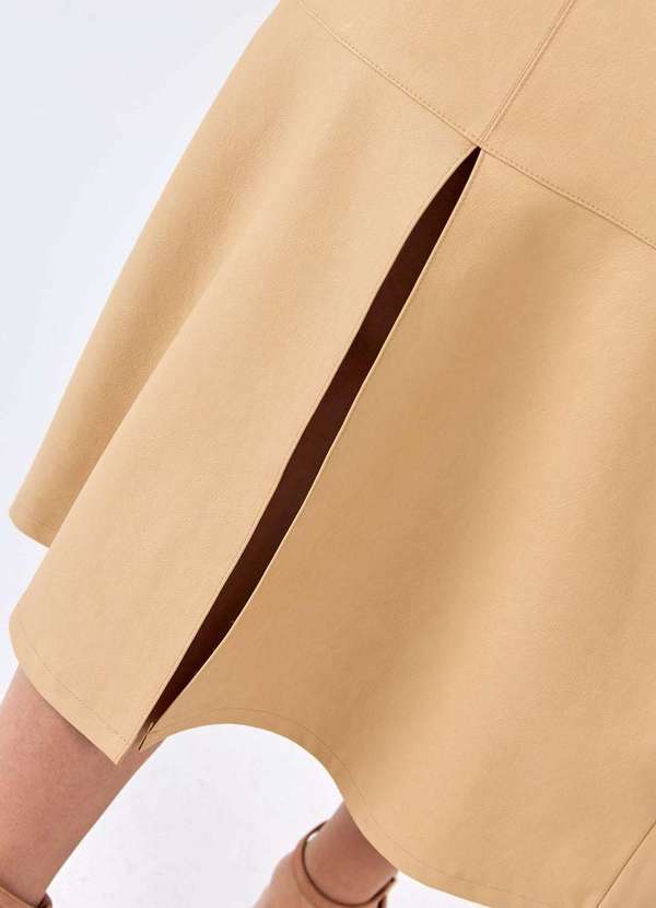 Pks - Saia Midi Pks Fenda Frontal Bege 4