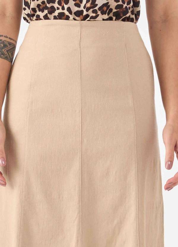 Pks - Saia Midi Pks Linho Bege 3