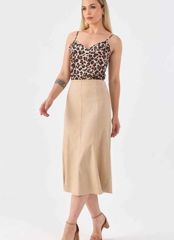 Pks - Saia Midi Pks Linho Bege 4