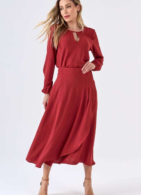 Pks - Saia Midi Pks Pareo Terracota Marrom 4