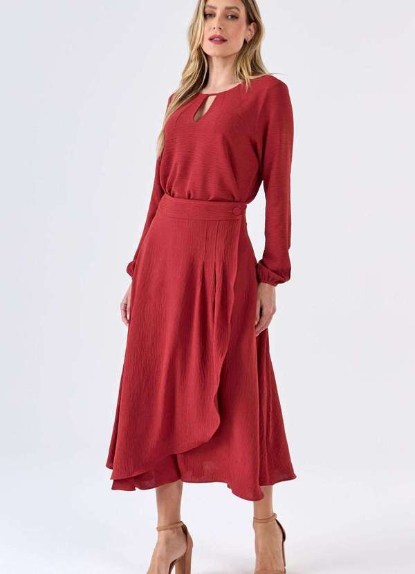 Pks - Saia Midi Pks Pareo Terracota Marrom 5