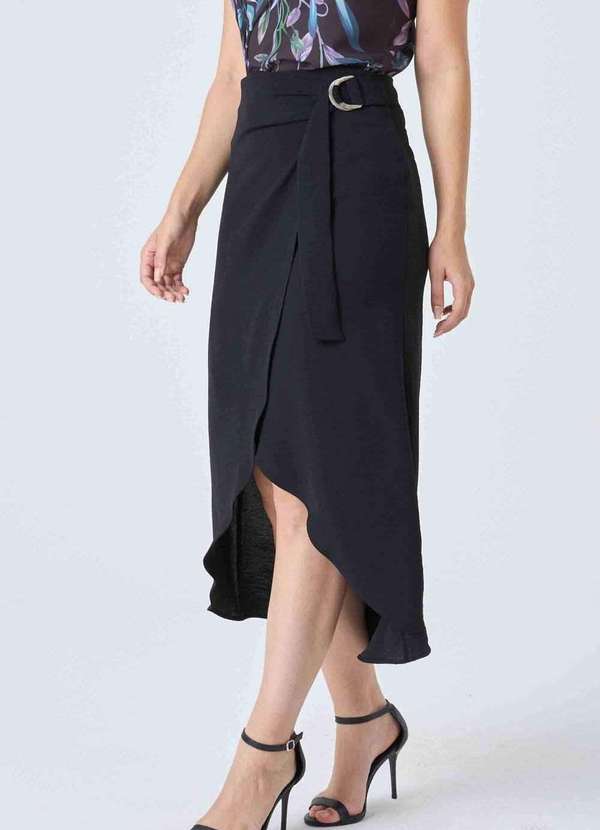 Pks - Saia Midi Pks Pareo Preto