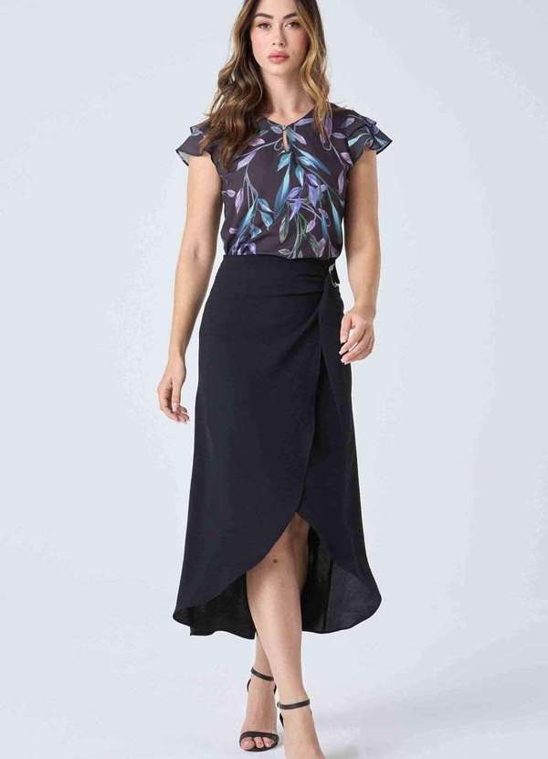 Pks - Saia Midi Pks Pareo Preto 4