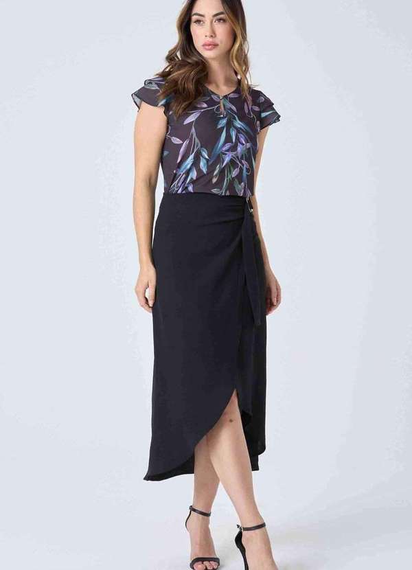 Pks - Saia Midi Pks Pareo Preto 5