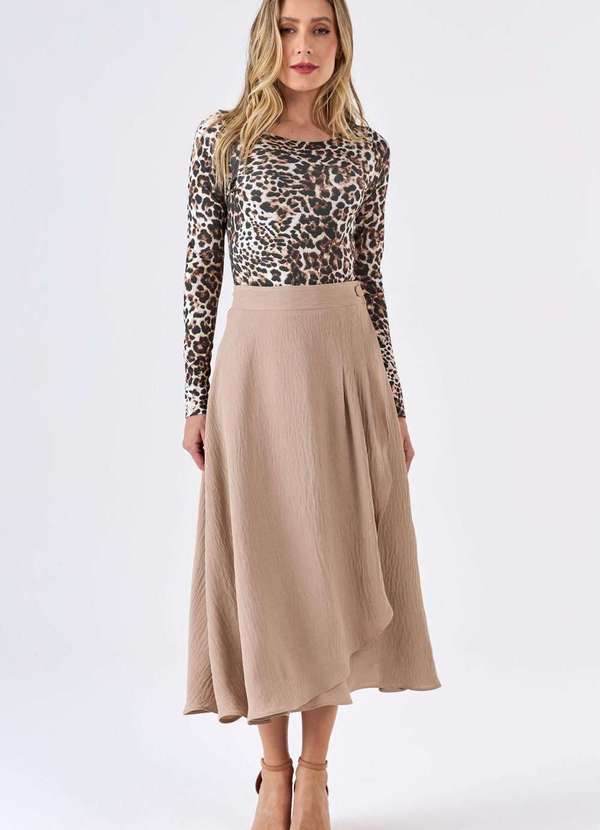 Pks - Saia Midi Pks Pareo Bege 4