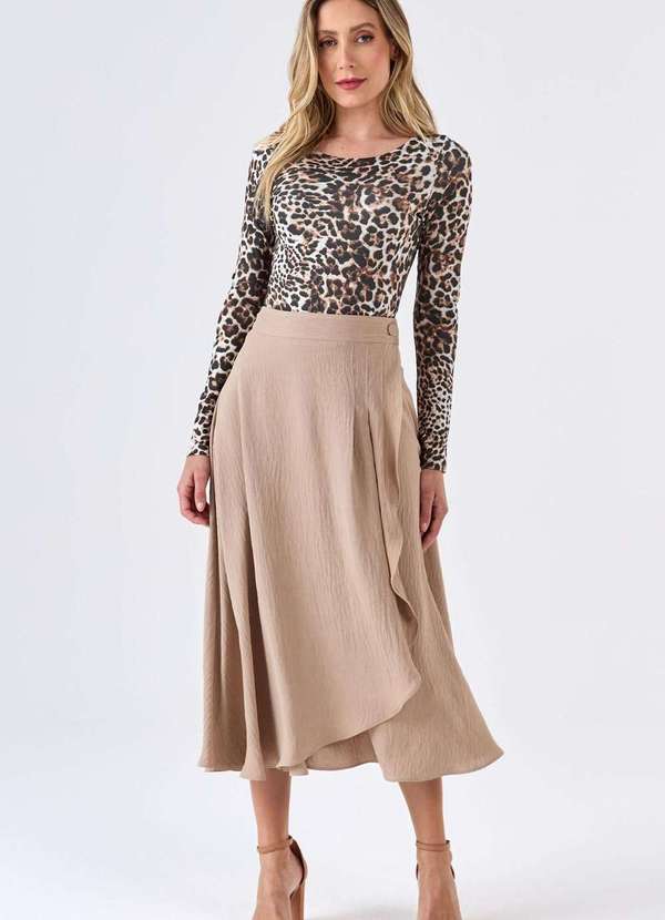 Pks - Saia Midi Pks Pareo Bege 5