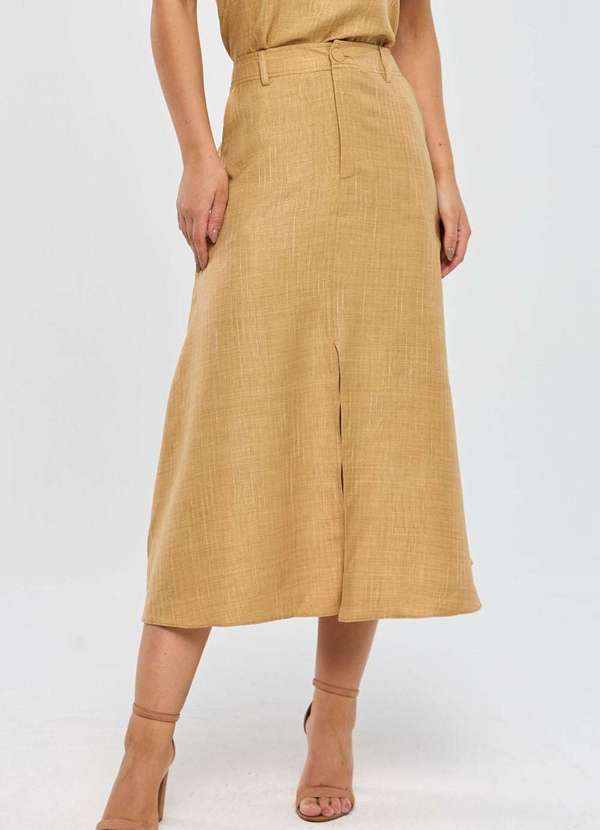 Pks - Saia Midi Pks Risca Bege 1