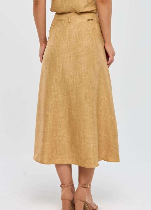 Pks - Saia Midi Pks Risca Bege 2