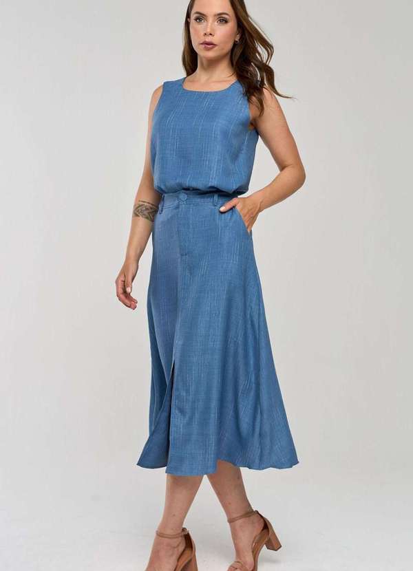 Pks - Saia Midi Pks Risca Azul 4
