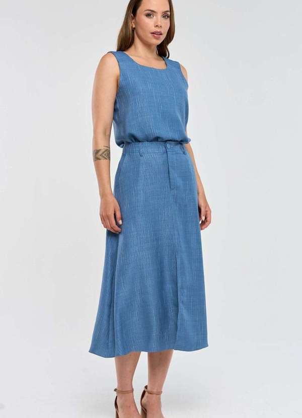 Pks - Saia Midi Pks Risca Azul 5