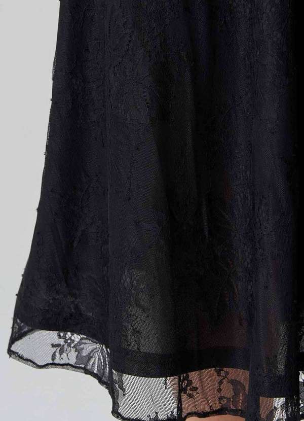 Pks - Saia Midi Pks Tule com Renda Preto 3