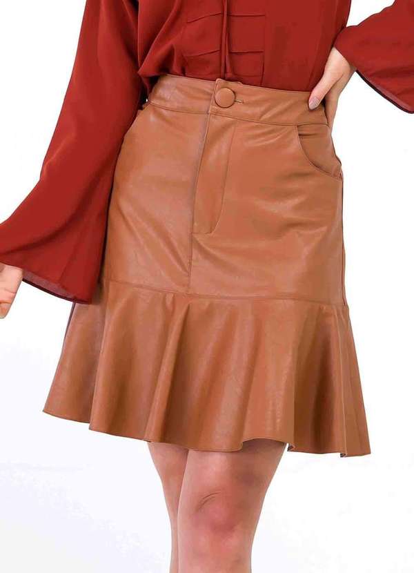 Pks - Saia Pks Babado Barra Marrom