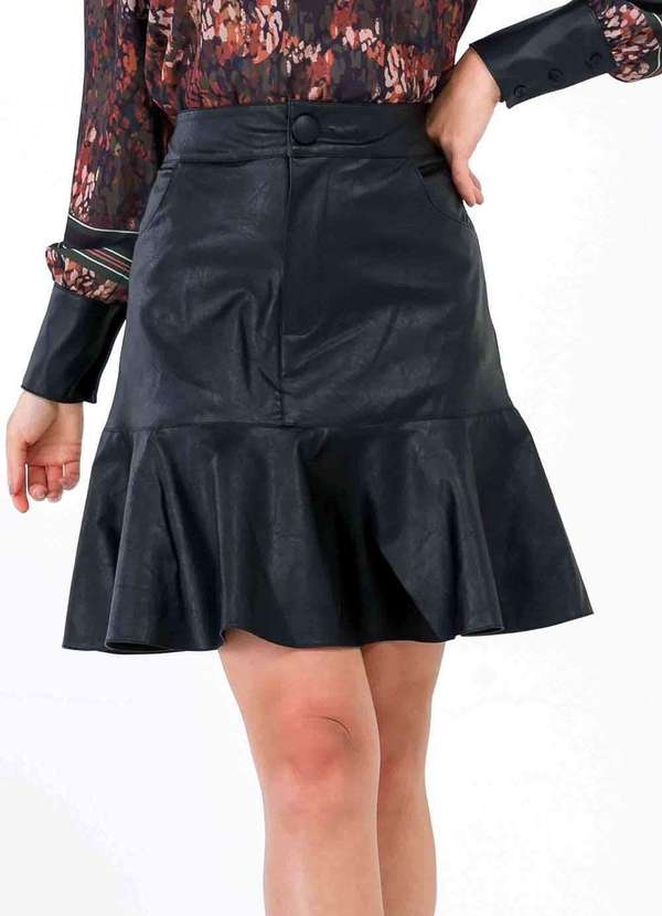 Pks - Saia Pks Curta Babado Barra Preto