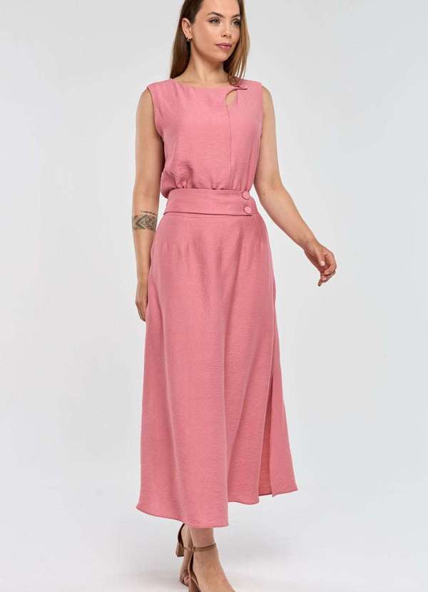 Pks - Saia Super Midi Pks Viscose Rosa 4