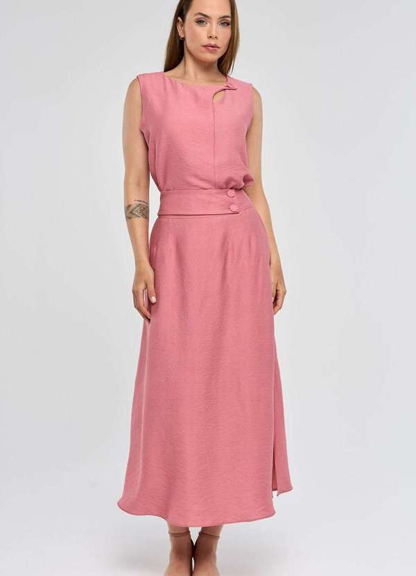 Pks - Saia Super Midi Pks Viscose Rosa 5