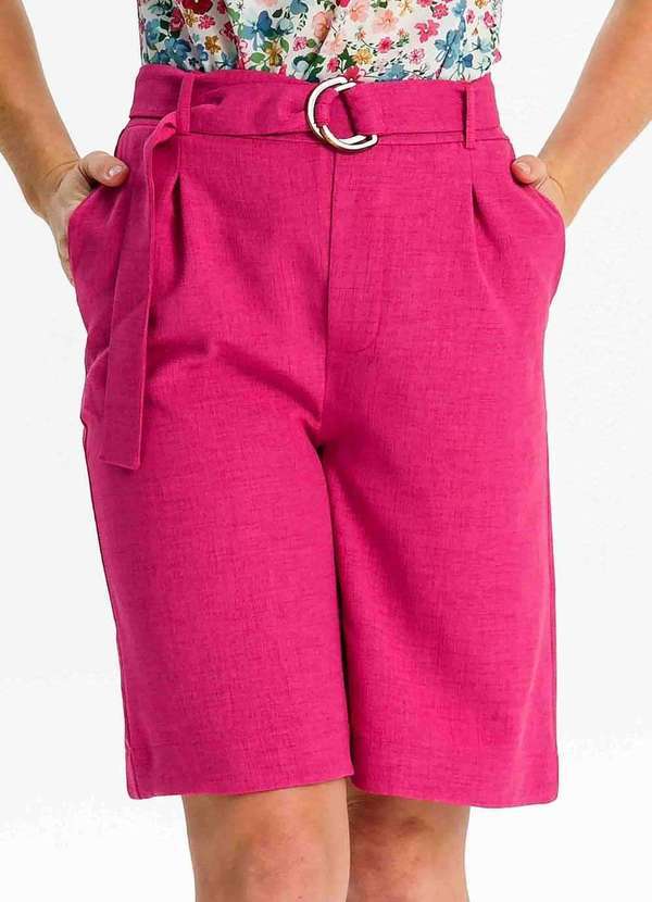 Pks - Bermuda Feminina Alfaiataria Rosa