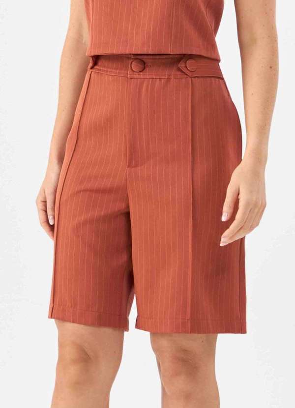 Pks - Bermuda Pks Alfaiataria Risca Giz Terracota Marrom