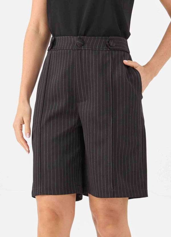 Pks - Bermuda Pks Alfaiataria Risca Giz Preto