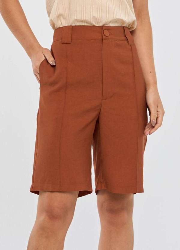 Pks - Bermuda Pks Alongada Alfaiataria em Viscose Marrom