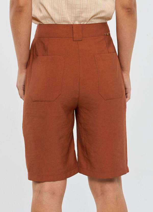 Pks - Bermuda Pks Alongada Alfaiataria em Viscose Marrom 2