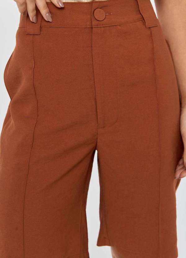 Pks - Bermuda Pks Alongada Alfaiataria em Viscose Marrom 3