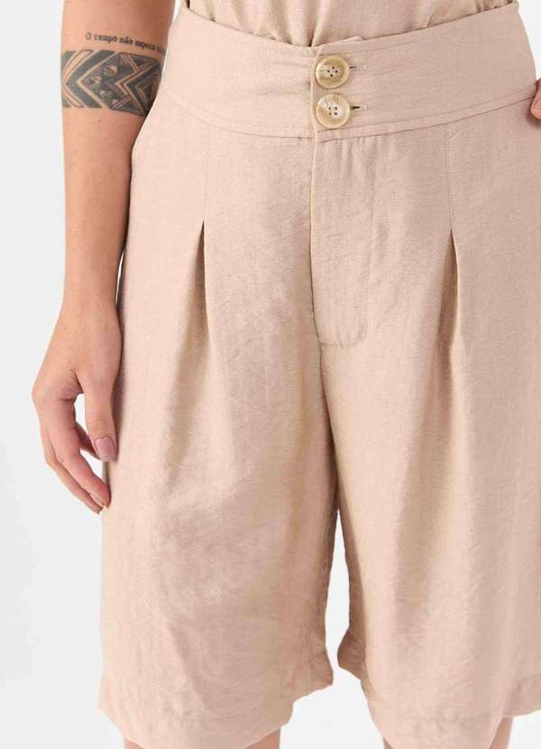Pks - Bermuda Pks Alongada de Viscose Bege 3
