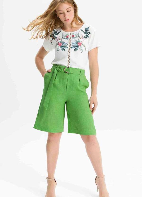 Pks - Bermuda Pks Feminina Alfaiataria Verde 4