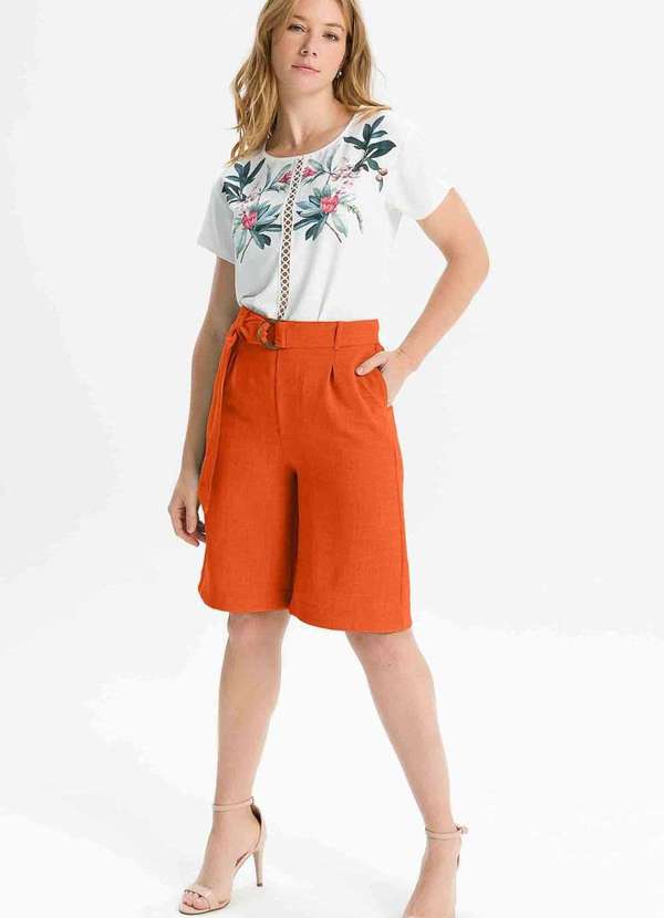 Pks - Bermuda Pks Feminina Alfaiataria Laranja 4