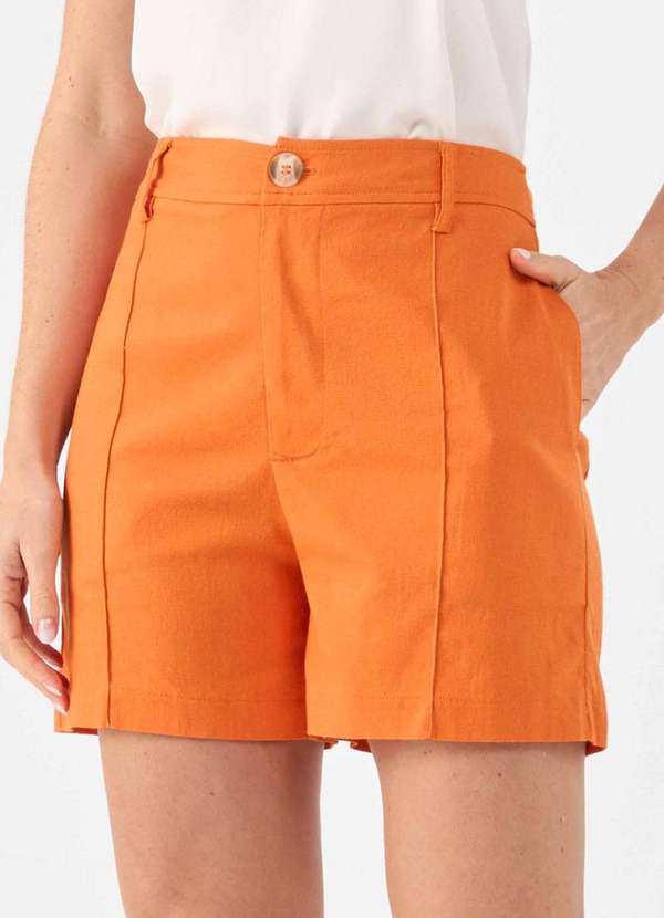 Pks - Shorts Pks Alfaiataria Linho Laranja