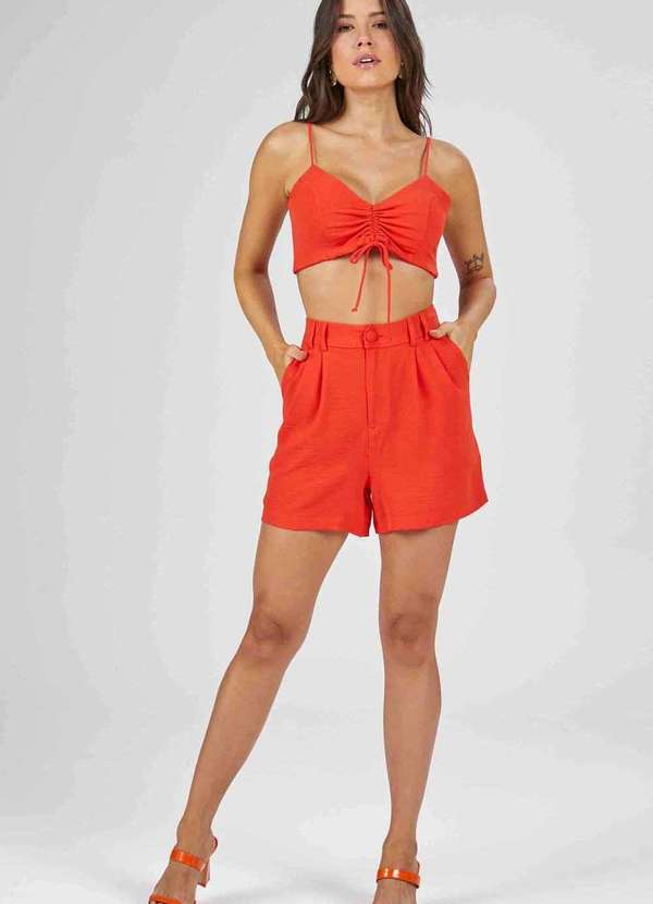 Pks - Shorts Pks com Pregas Laranja 3