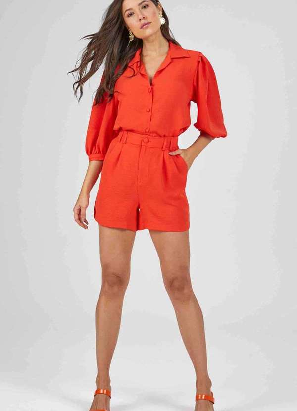 Pks - Shorts Pks com Pregas Laranja 5