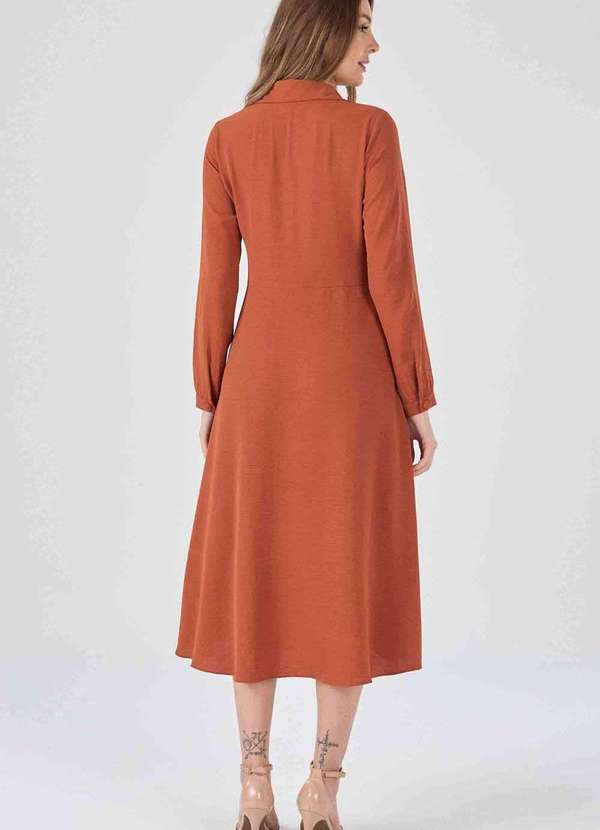 Pks - Vestido Chemise Midi Pks Terracota Marrom 2