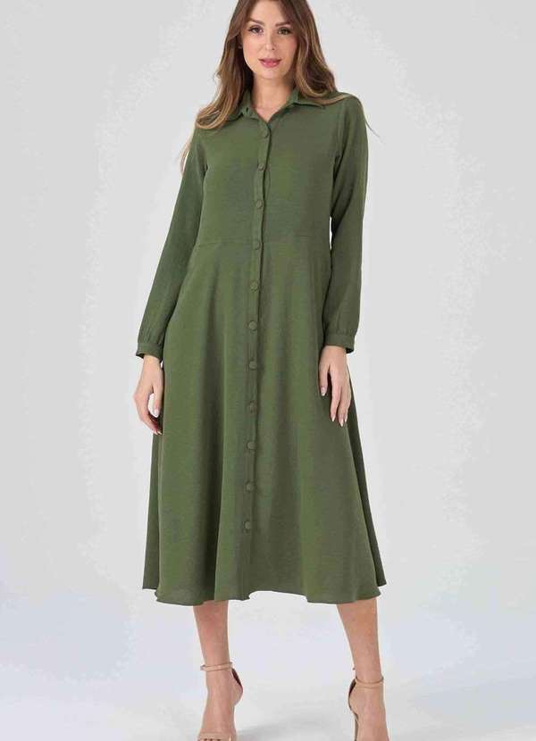 Pks - Vestido Chemise Midi Pks Verde 3