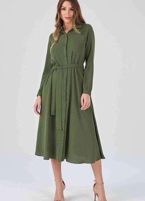 Pks - Vestido Chemise Midi Pks Verde 6