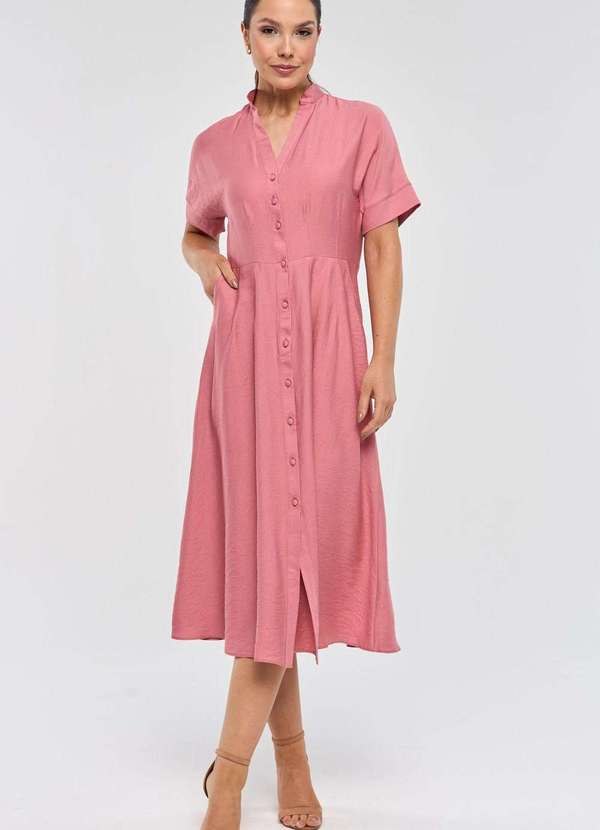 Pks - Vestido Chemise Midi Pks Rosa 4
